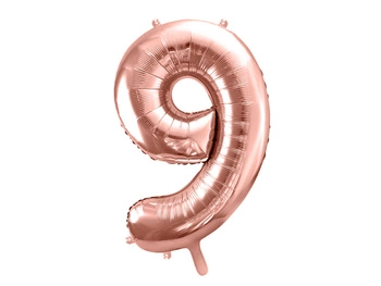 Balon foliowy Cyfra 9 różowe złoto 86 cm