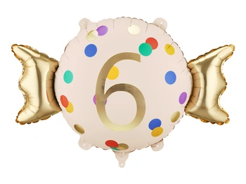 Balon foliowy Cukierek 6 urodziny Happy 6 Birthday 61 x 37 cm