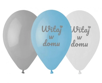 Balony Premium Witaj w domu, niebieskie, 12 cali/ 6 szt.