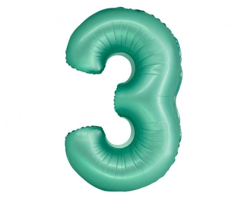 Balon foliowy Smart, Cyfra 3, miętowa matowa, 76 cm