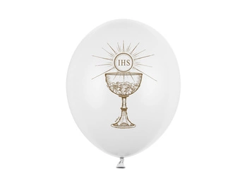 Balon lateksowy Pierwsza Komunia IHS Pastel biały 30 cm