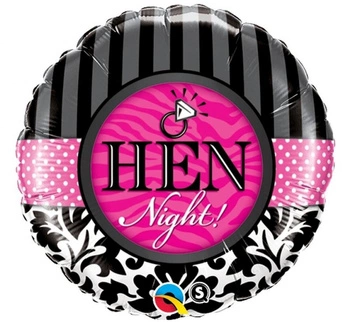 Balon foliowy 18" QL CIR "Hen Night! Damask & Stripes"