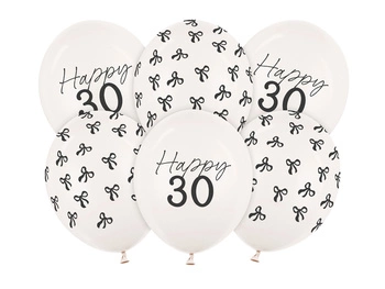 Balony lateksowe 30 urodziny Happy 30 Birthday Off-white Pastel 30 cm 6 szt.