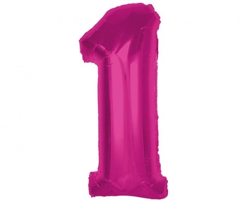 Balon foliowy Smart, cyfra 1, różowa, 92 cm