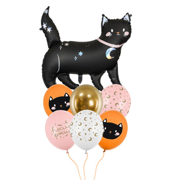Zestaw na Halloween - balon foliowy Kot, 96x95 cm