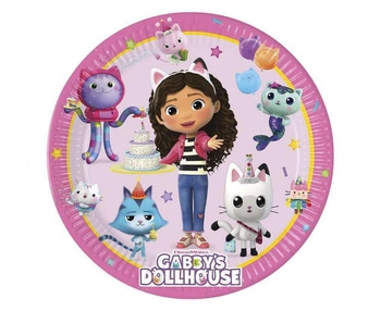 #PT20 Talerzyki papierowe Gabby's Dollhouse, next generation, 20 cm, 8 szt. (plastic-free) (papier FSC)