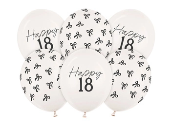 Balony lateksowe 18 urodziny Happy 18 Birthday Off-white Pastel 30 cm 6 szt.