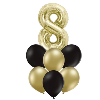 Bukiet z cyfrą - złoto-czarna klasyka - WARIANTY