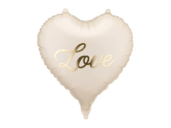 Balon foliowy Serce Love kremowy 45 cm PartyDeco