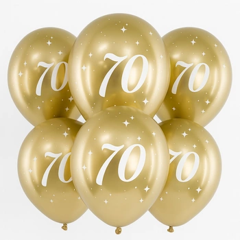 Balony lateksowe 70 urodziny Happy 70 Birthday Glossy złote 30 cm 6 szt.