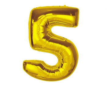 Balon foliowy Smart, cyfra 5, złota, 92 cm