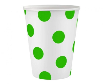 Kubeczki pap. białe, Groszki pistacjowe, 250 ml/ 6 szt.