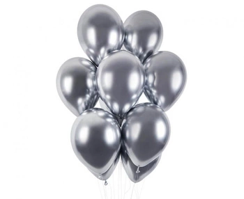 Balon lateksowy Shiny srebrny 33 cm