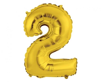 Balon foliowy "Cyfra 2", złota, 35 cm