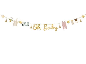 Baner Baby Shower Oh Baby złoty 2,5 m