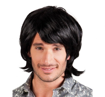 Peruka męska czarna z grzywką Spike