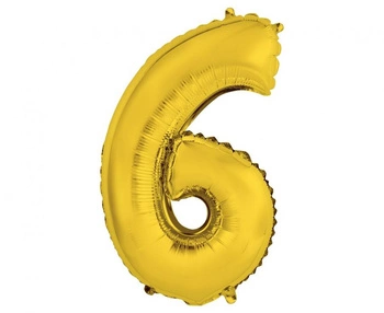 Balon foliowy "Cyfra 6", złota, 35 cm