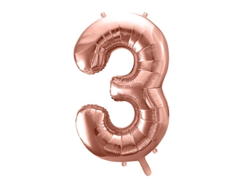Balon foliowy Cyfra 3 różowe złoto 86 cm