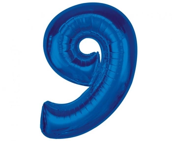 Balon foliowy Smart, cyfra 9, niebieska, 92 cm