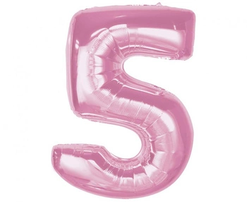 Balon foliowy Smart, cyfra 5, j. różowa, 92 cm