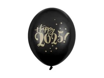 BALONY 30CM HAPPY 2025! PASTEL BLACK