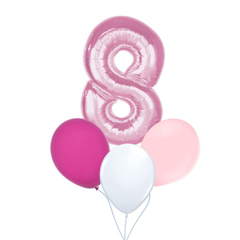 Bukiet z cyfrą - odcienie różu - WARIANTY