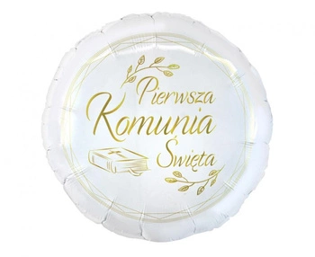 Balon foliowy Pierwsza Komunia Święta (biblia), okrągły 18" AA