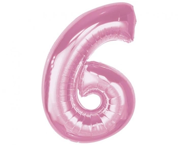 Balon foliowy Smart, cyfra 6, j. różowa, 92 cm