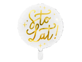 Balon foliowy Sto lat! biały 35 cm