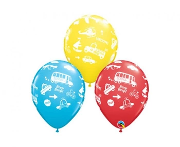 Balon QL 11" z nadr. "Transportation", pastel mix