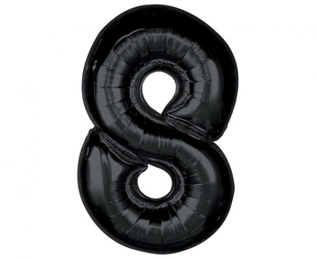 Balon foliowy Smart, cyfra 8, czarna, 92 cm