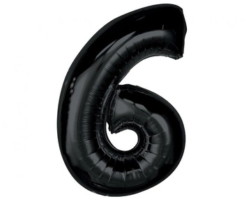 Balon foliowy Smart, cyfra 6, czarna, 92 cm