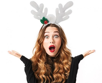 Opaska z rogami renifera w kolorze srebrnym na Boże Narodzenie