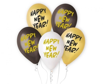 Balony Premium Happy New Year, 13"/ 5 szt.