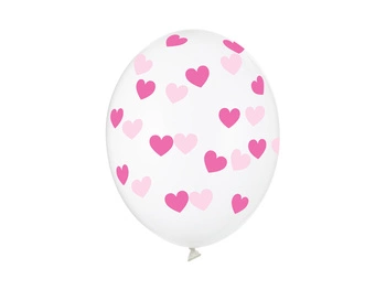 Balon lateksowy Walentynki przezroczysty serduszka różowe 29 cm