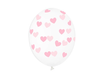 Balony 30cm, Serduszka, Crystal Clear (1 op. / 50 szt.)