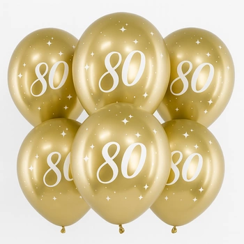 Balony lateksowe 80 urodziny Happy 80 Birthday Glossy złote 30 cm 6 szt.