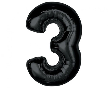 Balon foliowy Smart, cyfra 3, czarna, 92 cm