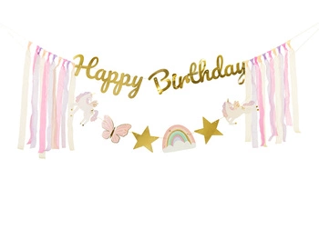 Baner Happy Birthday Jednorożec, 230x17.5 cm, mix
