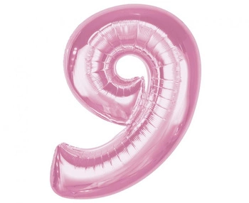 Balon foliowy Smart, cyfra 9, j. różowa, 92 cm