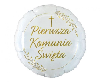 Balon foliowy Pierwsza Komunia Święta (kłosy), okrągły 18" AA