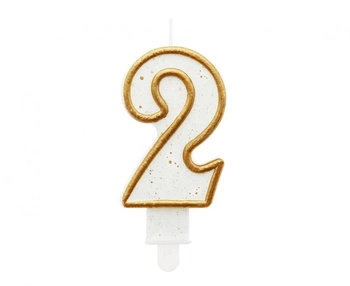 Świeczka B&C cyferka "2", złoty kontur