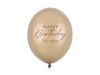 Balon lateksowy Happy Birthday Metallic Cold złoty 30 cm 50 szt.