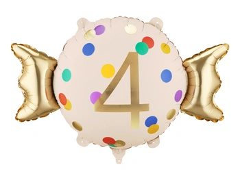 Balon foliowy Cukierek 4 urodziny Happy 4 Birthday 61 x 37 cm