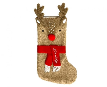 Skarpeta świąteczna jelonek do wypełnienia prezentami 28 x 53 cm