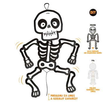 Wiszący szkielet Halloween 85cm 1 szt. DIY