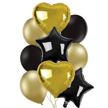 Zestaw 9 balonów - mix klasyczny, złoto-czarny