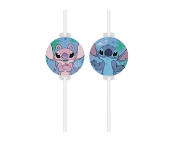 Słomki papierowe z medalionem Stitch i Angel 4 szt.